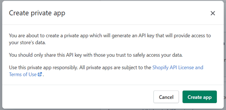 Shopify create app