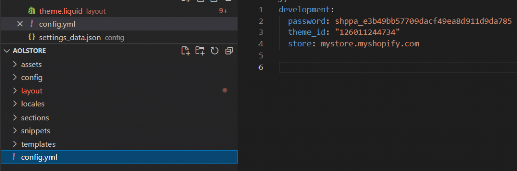 Shopify theme files in local environment