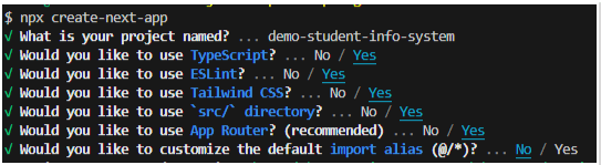 creating next.js app